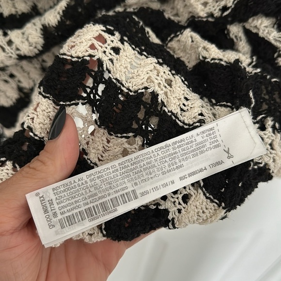 ZARA CROCHET STRIPED POINTELLE KNIT SWEATER DRESS Size Medium Mini dress - Picture 6 of 8